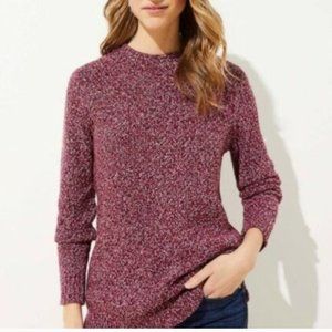 Ann Taylor LOFT Sweater Marled Purple Mock Neck Pullover Tunic